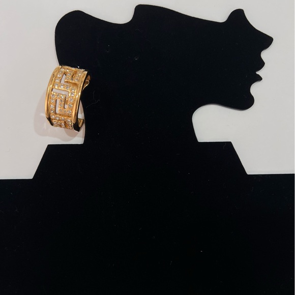 SOLD Versace Gianni Versace Vintage Large Greek key Hoop clip on earrings - Picture 8 of 9